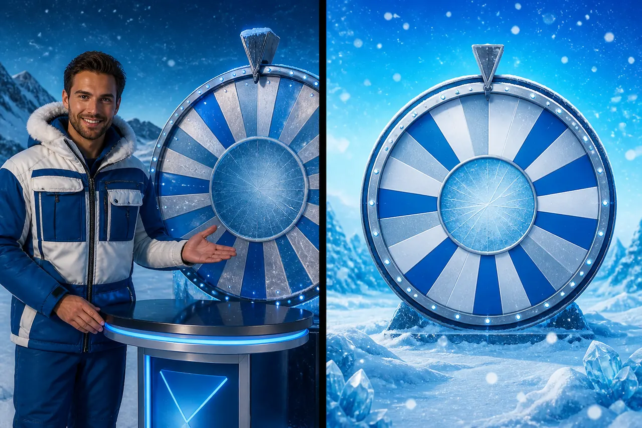 Authentic Ice Fishing Live host and wheel beside a clone-style icy thumbnail